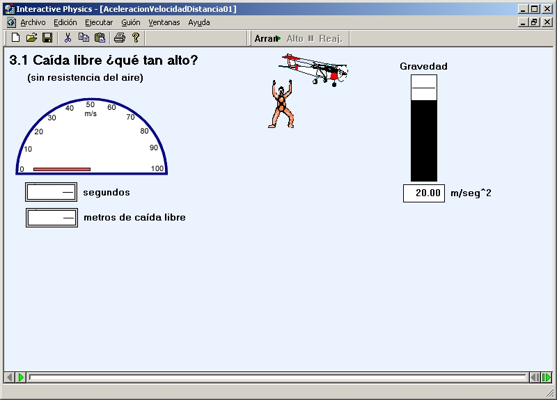 Resultado de imagen para interactive physics para fisica de caida libre